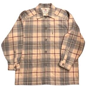 VTG 90s Levis Shacket Mens Med Unlined Flannel Button Wool Blend Chore WPL 423
